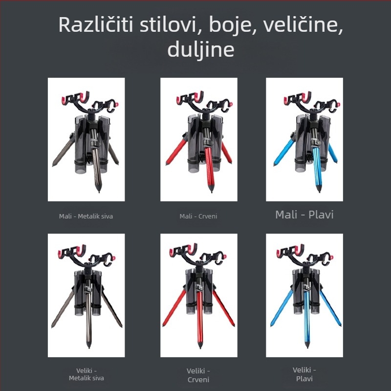 Dvostruki nosač za ribolovni štap od aluminijske legure, prijenosni Luya nosač za ribolovni štap, nosač za bateriju za morski štap