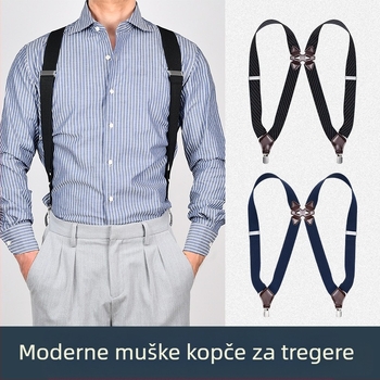Muška vjenčanica s bočnom kopčom, visoka elastična traka za bucmaste osobe, prepoznatljiv europski stil, retro ležerni remen 8