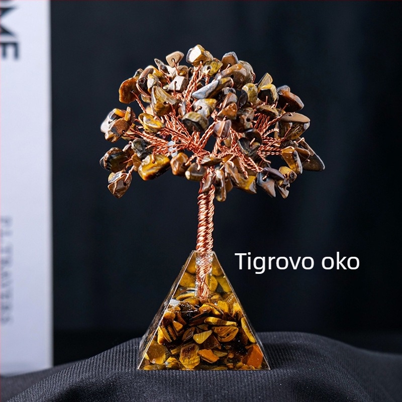 Prekogranična vruća rasprodaja Prirodni kristalni šljunak Bogatstvo Drvo Ljepilo Kapanje Smola Piramida Baza Kućni ukras za dnevni boravak Ukrasi