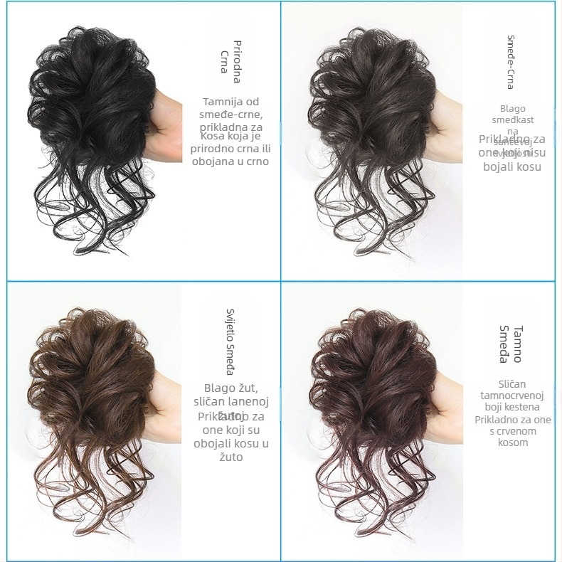 Europski i američki prstenovi za perike, moderne torbice za kosu, kuglaste trake za glavu, prirodno pahuljaste i neuredne pletenice za dugu bradu, perike, prstenovi za kosu s repom