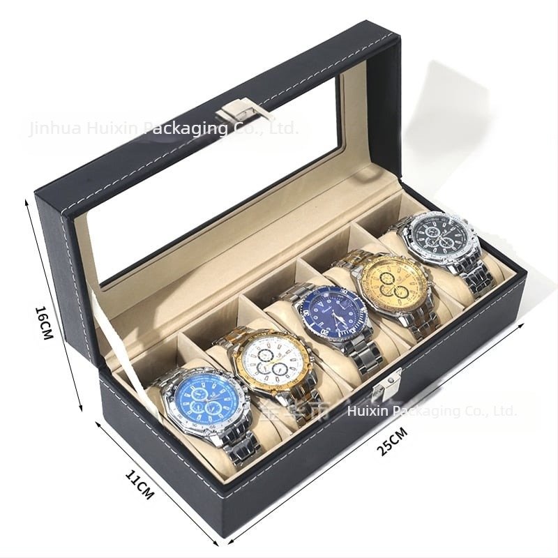 Veleprodaja kutija za satove, vrhunska kutija za nakit za pohranu satova, gotova kožna kutija za satove s prozirnim prozorom za pohranu