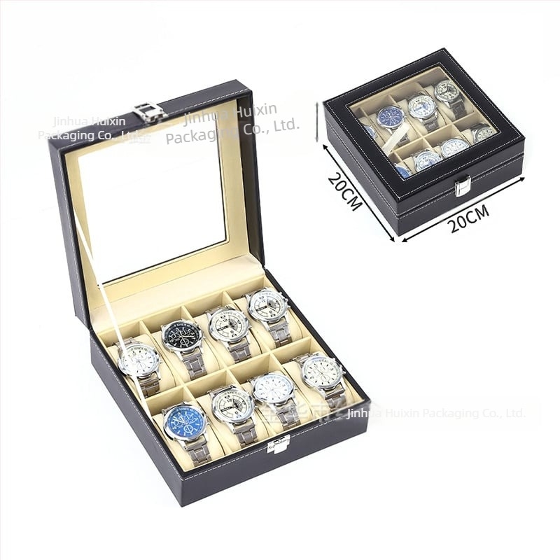 Veleprodaja kutija za satove, vrhunska kutija za nakit za pohranu satova, gotova kožna kutija za satove s prozirnim prozorom za pohranu