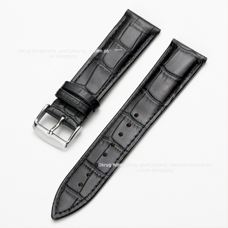 Remen za sat od prve sloje teleće kože s kopčom s iglom, bambus uzorak, višebojne opcije, unisex, 12–24 mm