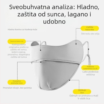 Jiaoshi originalna najlonska maska za sunčanje s kutom oka, ženska prozračna ledena svilena anti-ultraljubičasta trodimenzionalna maska za sunce za jahanje