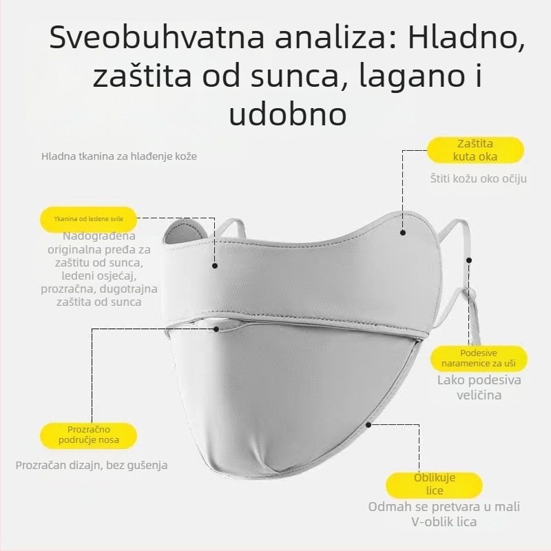 Jiaoshi originalna najlonska maska za sunčanje s kutom oka, ženska prozračna ledena svilena anti-ultraljubičasta trodimenzionalna maska za sunce za jahanje