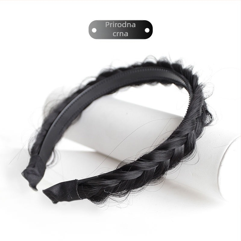 Obruč za kosu s pletenicom riblje kosti, ženski povišeni gornji dio lubanje, artefakt internetske slavne osobe, ručno izrađena uvijena pletenica, integrirani obruč za kosu