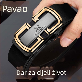 Platinum Paul remen za muškarce od prave kože s automatskom kopčom, poslovni ležerni, luksuzni remen od kravlje kože, novi muški remen