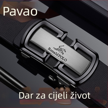 Platinum Paul remen za muškarce od prave kože s automatskom kopčom, poslovni ležerni, luksuzni remen od kravlje kože, novi muški remen