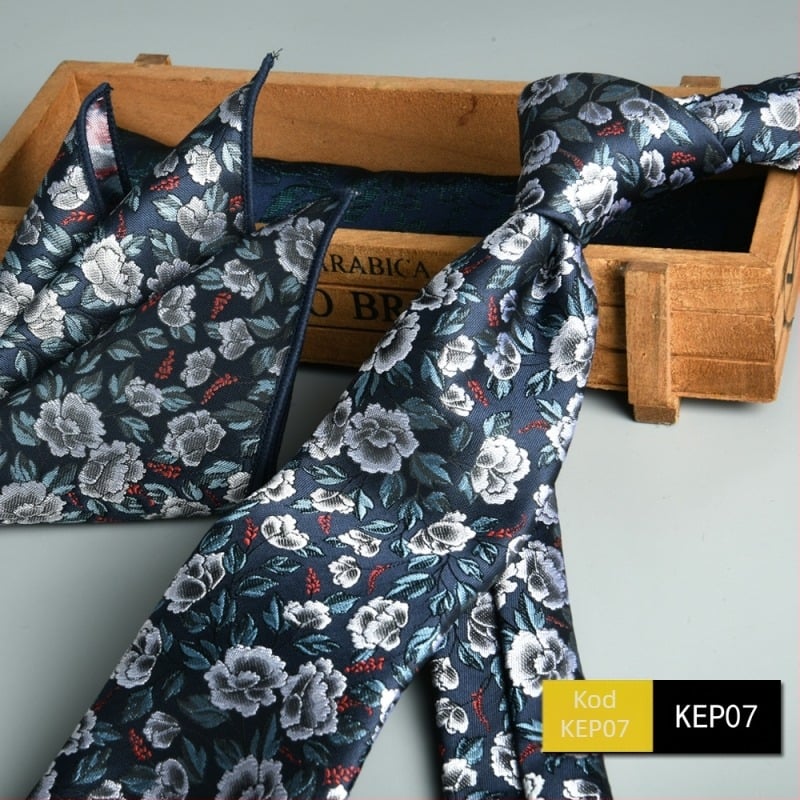 Muška formalna poslovna kravata od 2 dijela za odijelo s cvjetnim uzorkom 7,5 cm, ručno izrađena, nova na zalihi, žakard, Shengzhou