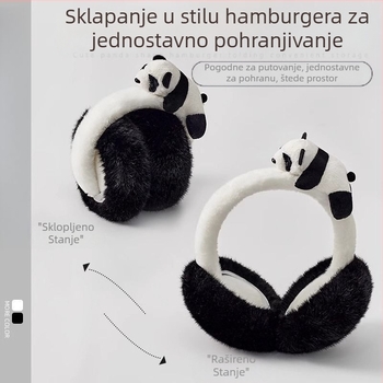 Panda plišane štitnike za uši, ženske zimske, slatke tople, protiv smrzavanja, zaštita od smrzavanja, vjetrootporne navlake za uši, nova torba za jesenske i zimske štitnike za uši iz 2024.