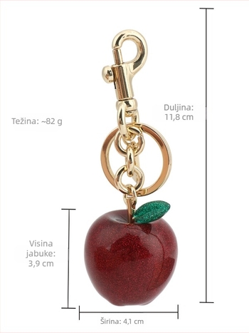 Privjesak za torbu, jabuka, privjesak za ključeve, ukras za automobil, dodatak od smole, Amazon, crvena jabuka, voćni stil