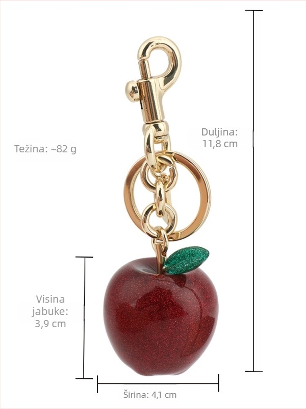 Privjesak za torbu, jabuka, privjesak za ključeve, ukras za automobil, dodatak od smole, Amazon, crvena jabuka, voćni stil