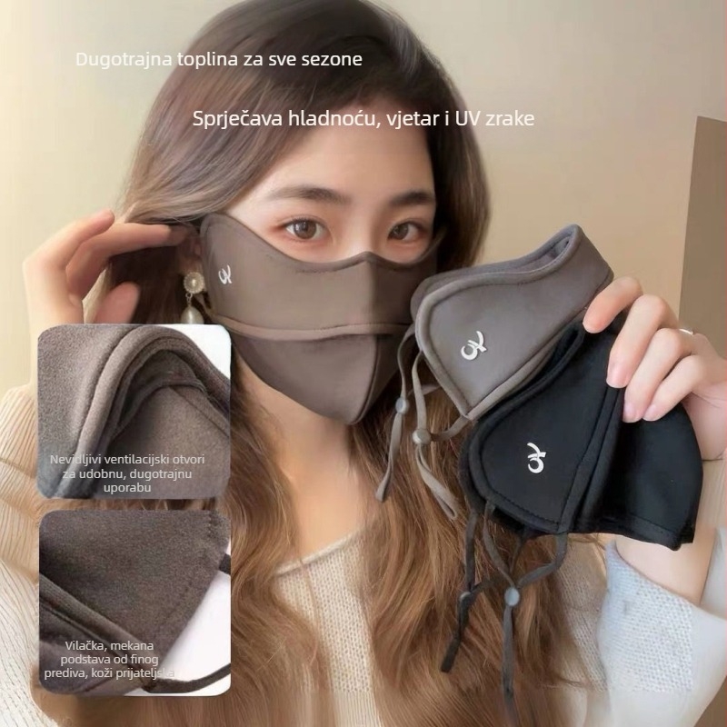 Jesenska i zimska maska s podstavom od zadebljanog flisa, otporna na vjetar, hladnoću, prozračna 5D trodimenzionalna zaštita za oči, riblja kost, periva muška i ženska maska