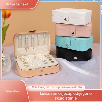 Preklopna putna kutija za pohranu nakita s dvostrukim slojem, prstenje, ogrlica, naušnice, višeslojna prekogranična kutija za pohranu nakita