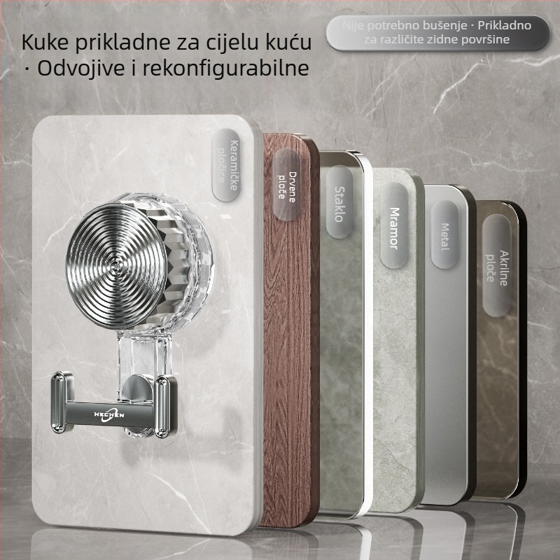 Plastične luksuzne dvostruke kuke s jakim ljepilom i vakuumskom čašicom za organizaciju kuhinje i kupaonice, bez bušenja za odjeću i šešire