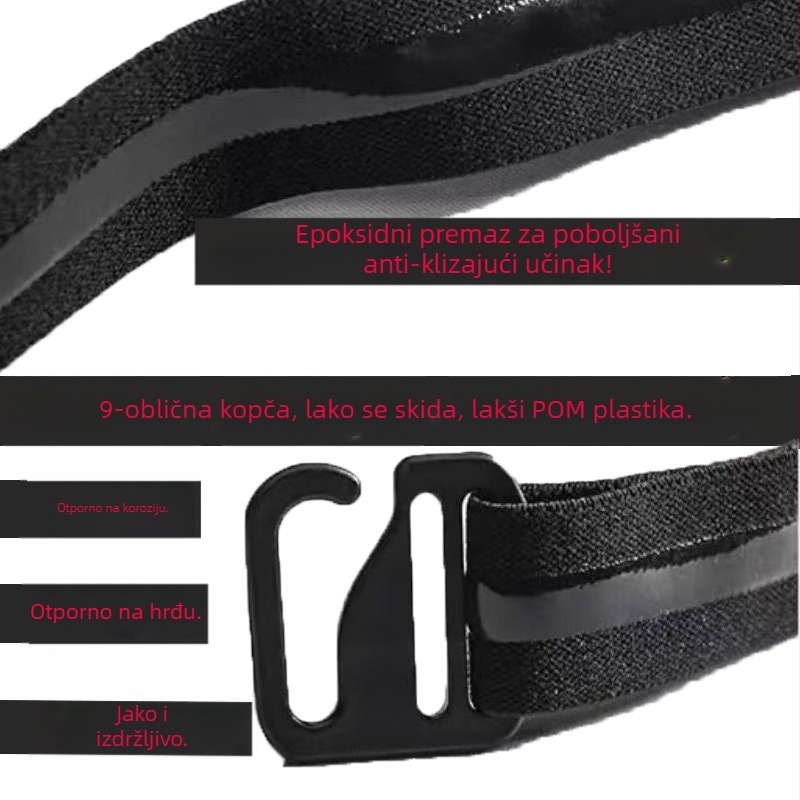Unisex košulja s neklizajućim jednobojnim remenom, formalni rub košulje, protiv bora, protiv klizanja, steznik s nevidljivim artefaktima, podesiva duljina