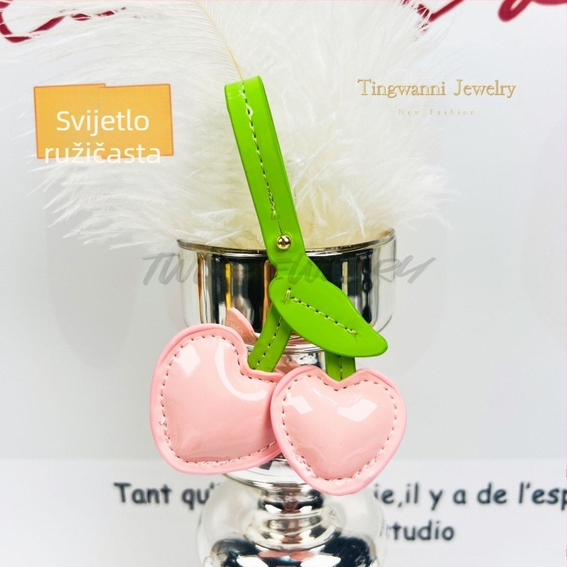 Privjesak za ključeve od trešnje, kreativna torba od trešnje, privjesak za školsku torbu, kožna torba s privjeskom od ljubavne kože, dodaci