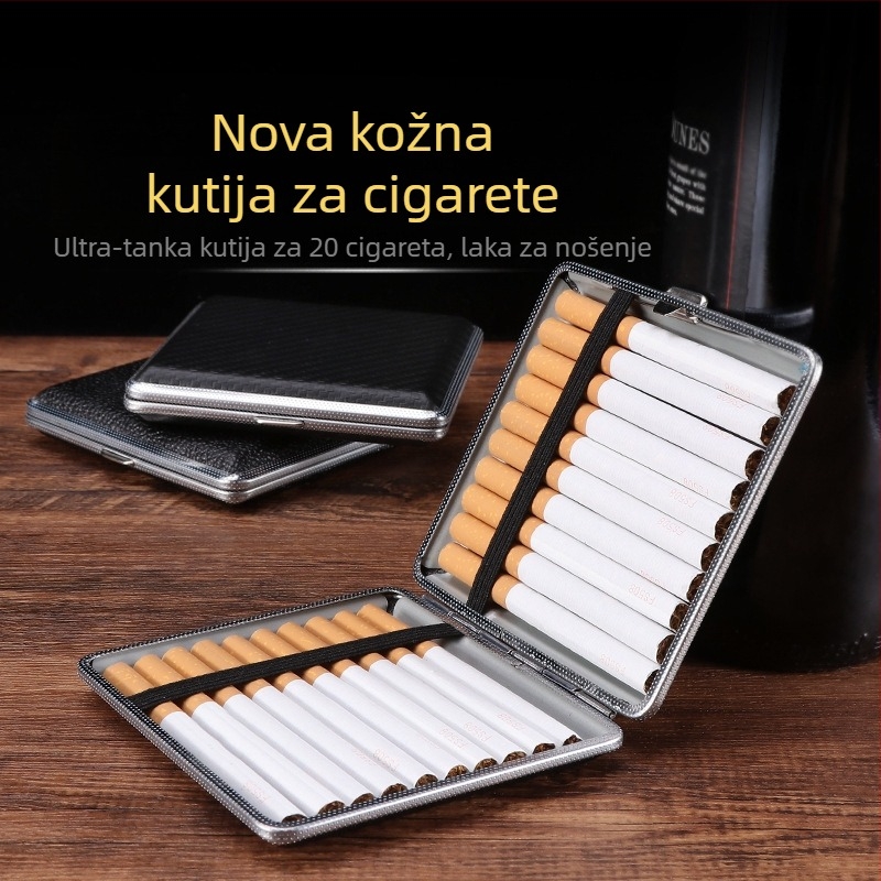 Kožna kutija za cigarete, pakiranje od 20 komada, djelomično remen, za muškarce, odvojena kutija za cigarete otporna na vjetar