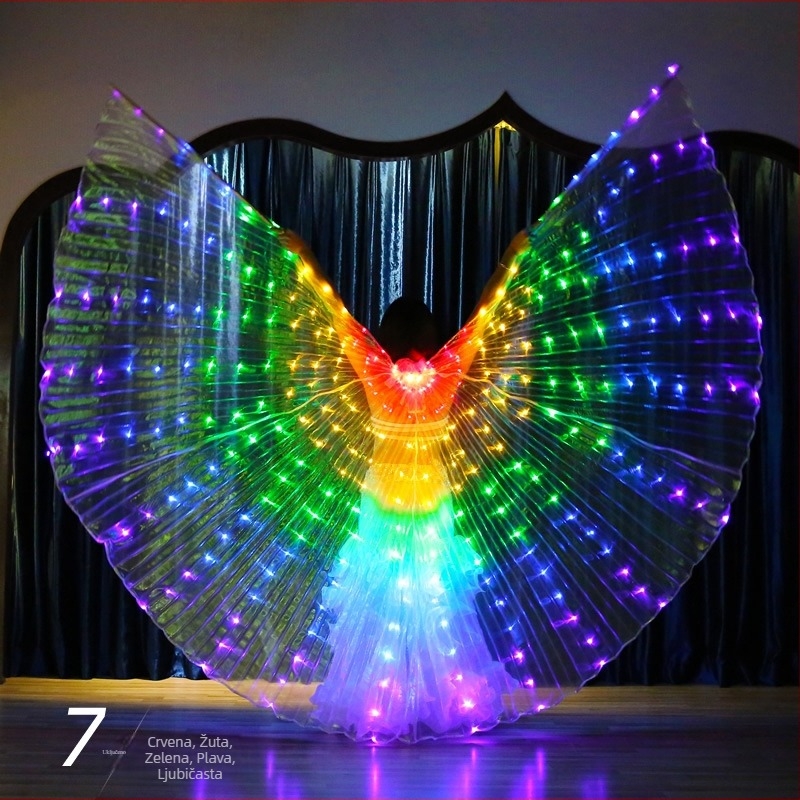 LED svjetleća velika krila plesna krila u boji za odrasle, 360 stupnjeva trbušni ples, rekviziti za plesnu izvedbu, zlatna krila