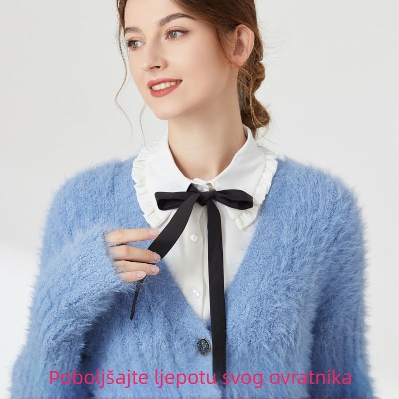 Ženski lažni ovratnik, ženski jesenski i zimski, univerzalni, modni šiljasti ovratnik, ovratnik košulje u obliku pepite, ženski dugi ovratnik košulje za proljeće i jesen