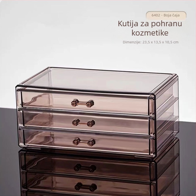 Toaletni stolić za male predmete, višeslojna pohrana, prozirna akrilna ladica velikog kapaciteta, kutija za nakit s naušnicama, narukvicom
