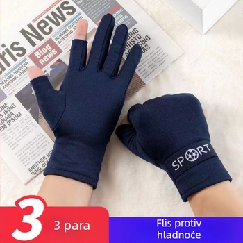 Muške rukavice za jahanje s dva prsta, podstavljene flisom, tople, uredske, za pisanje, nove, osjetljive na dodir, zgodne i udobne zimske rukavice za jahanje otporne na hladnoću