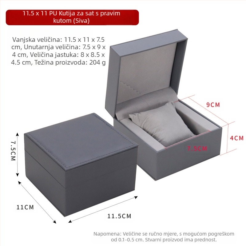 Kutija za sat, kožna kutija, jastučnica za sat, kutija za pakiranje nakita za narukvice, kutija za nakit za igračke, kutija za nakit