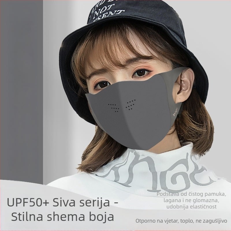 Shu Meijia Jesenska i zimska siva topla maska, spužva, otporna na prašinu, prozračna, zaštita za oči, UV-otporna, 3D, periva