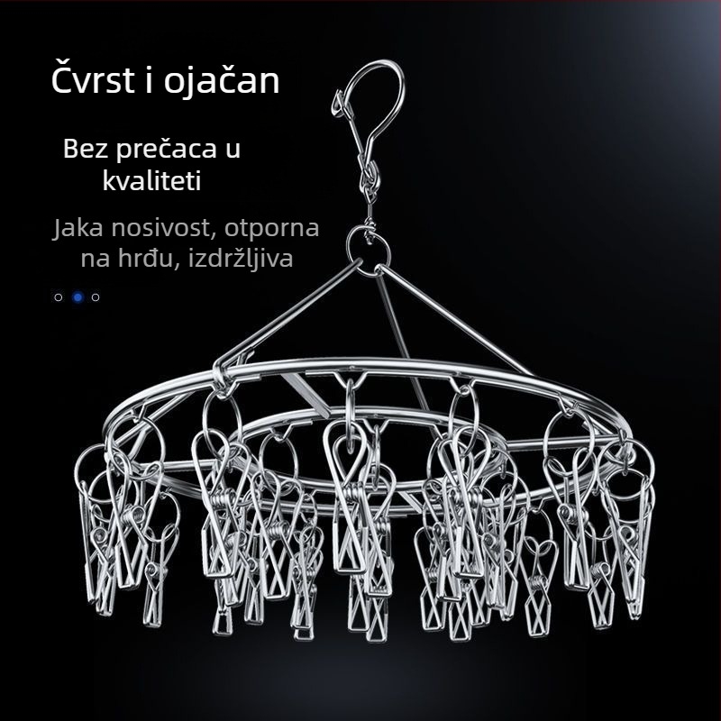 Stalak za sušenje od nehrđajućeg čelika s više kopči, unutarnji vješalica za kućanstvo, stalak za čarape, sušilica za spavaonice, čarape za pohranu