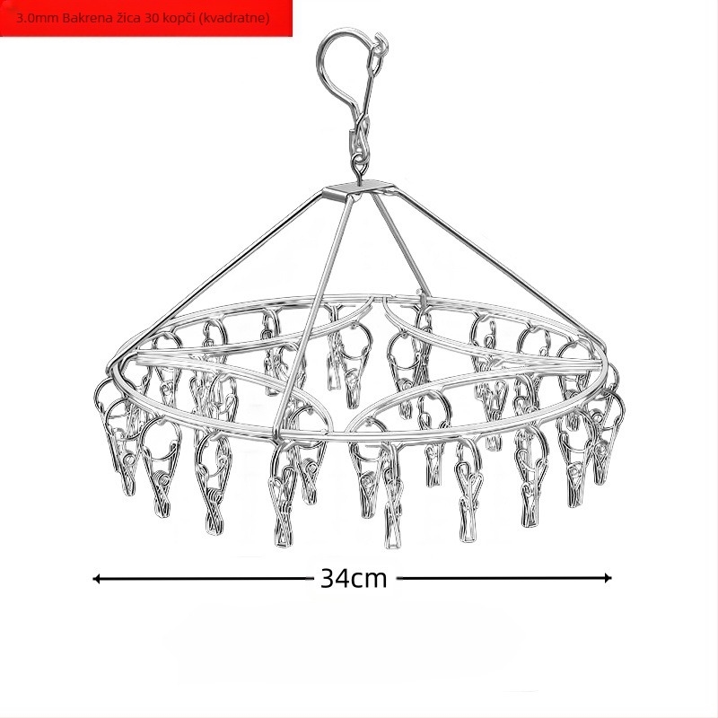 Stalak za sušenje od nehrđajućeg čelika s više kopči, unutarnji vješalica za kućanstvo, stalak za čarape, sušilica za spavaonice, čarape za pohranu