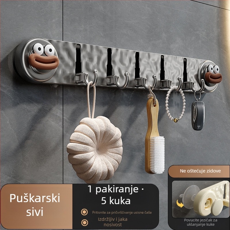 Nova vakuumska kuka s pet kuka, neperforirana kućna kuka za kapute, kuka za vrata kupaonice, kuka za pohranu WC-a