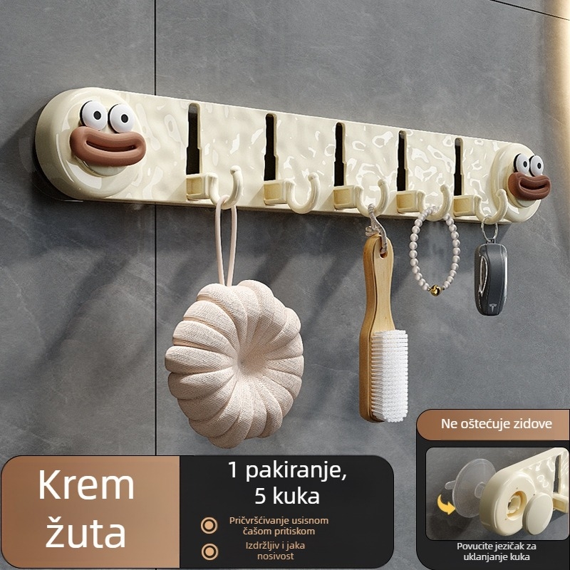Nova vakuumska kuka s pet kuka, neperforirana kućna kuka za kapute, kuka za vrata kupaonice, kuka za pohranu WC-a
