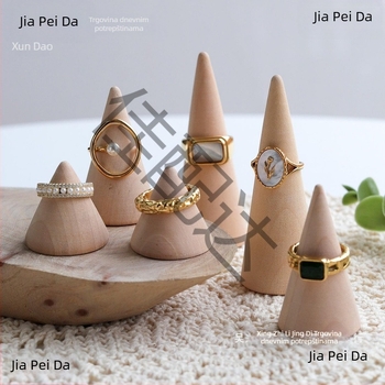 Stalak za prstenje od punog drveta, konusni, za nakit, nakit, izložba prstenja, pohrana za fotografiranje, rekviziti za poziranje, ukrasi