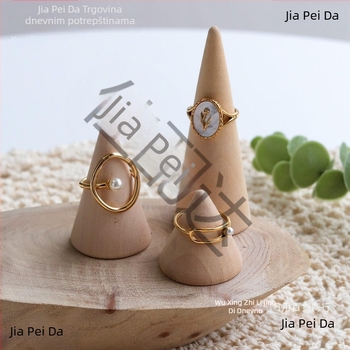 Stalak za prstenje od punog drveta, konusni, za nakit, nakit, izložba prstenja, pohrana za fotografiranje, rekviziti za poziranje, ukrasi