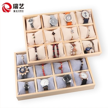 Originalni drveni okvir, flanelska ploča za izlaganje satova, narukvica, pladanj za narukvice, 12 kutija za nakit, drveni pladanj za pohranu