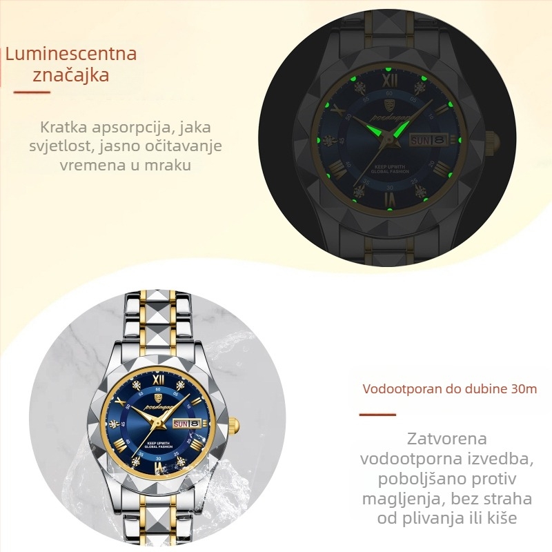 ženski sat novi vodootporni svjetleći modni kvarcni sat uživo