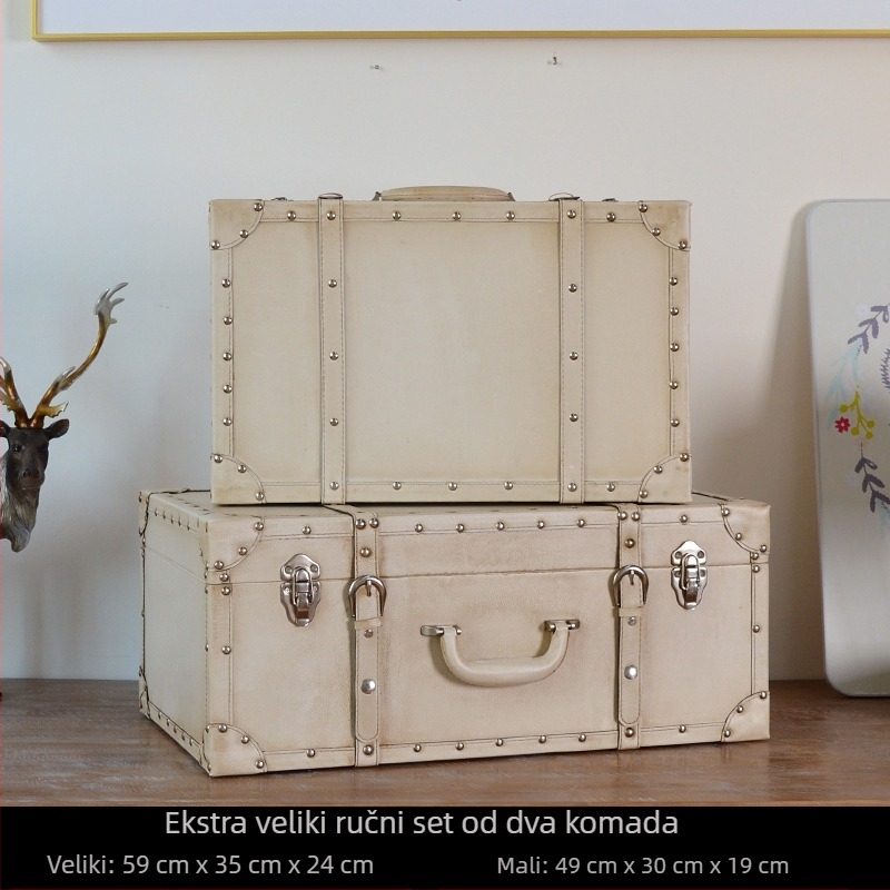 Retro nostalgična staromodna drvena kutija za pohranu kofera, drvena kutija za pohranu, kreativni rekviziti, kožna kutija, ukrasi