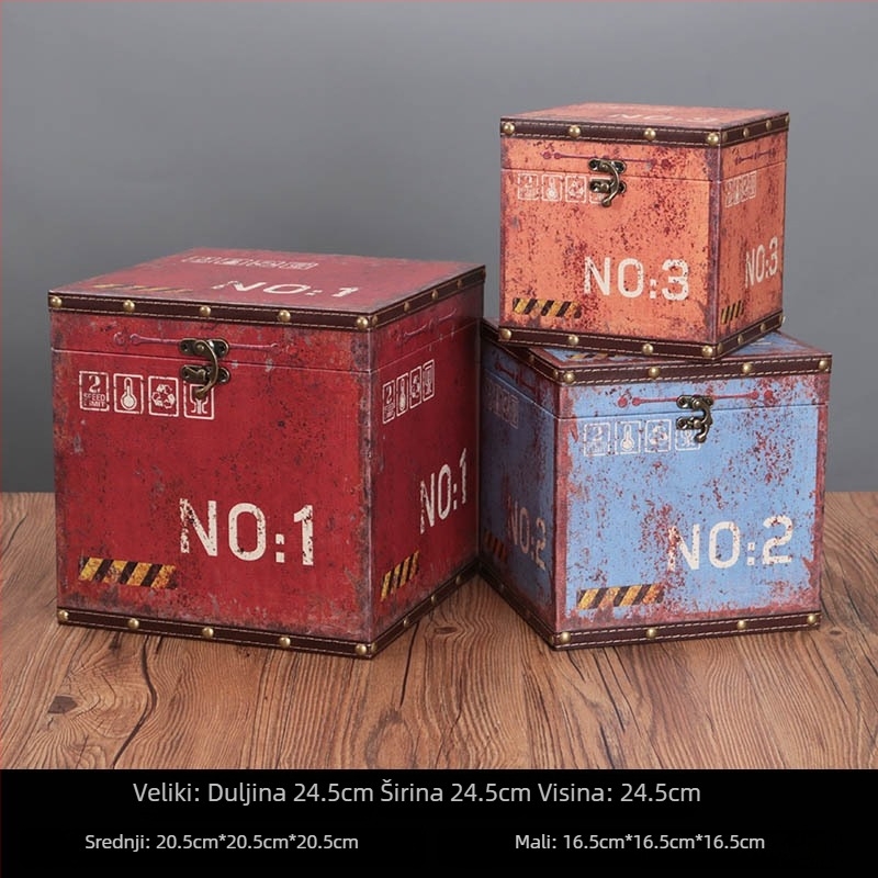 Retro nostalgična staromodna drvena kutija za pohranu kofera, drvena kutija za pohranu, kreativni rekviziti, kožna kutija, ukrasi