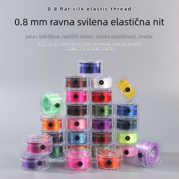 0,8 mm ravna svilena rastezljiva spandex narukvica, ručno izrađena, gumena traka, otporna na habanje, elastična linija u boji, perlice od tisuću svilenih linija