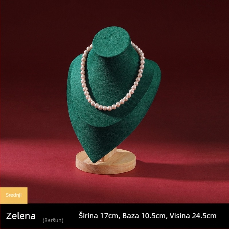 Visokokvalitetni stalak za nakit od punog drveta s portretnim modelom, pult za izlaganje ogrlica, rekviziti za izlaganje nakita, stalak za nakit