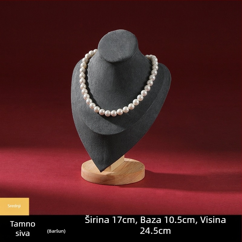 Visokokvalitetni stalak za nakit od punog drveta s portretnim modelom, pult za izlaganje ogrlica, rekviziti za izlaganje nakita, stalak za nakit