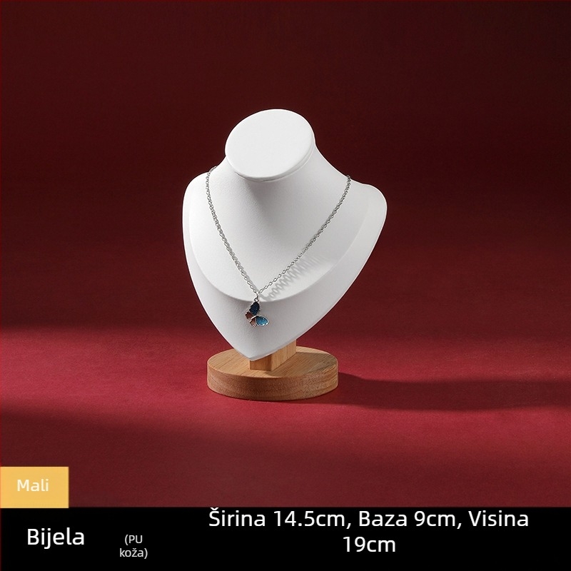 Visokokvalitetni stalak za nakit od punog drveta s portretnim modelom, pult za izlaganje ogrlica, rekviziti za izlaganje nakita, stalak za nakit