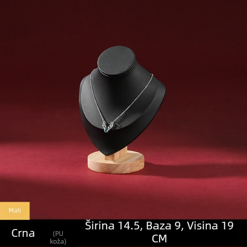 Visokokvalitetni stalak za nakit od punog drveta s portretnim modelom, pult za izlaganje ogrlica, rekviziti za izlaganje nakita, stalak za nakit
