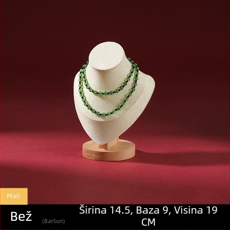 Visokokvalitetni stalak za nakit od punog drveta s portretnim modelom, pult za izlaganje ogrlica, rekviziti za izlaganje nakita, stalak za nakit