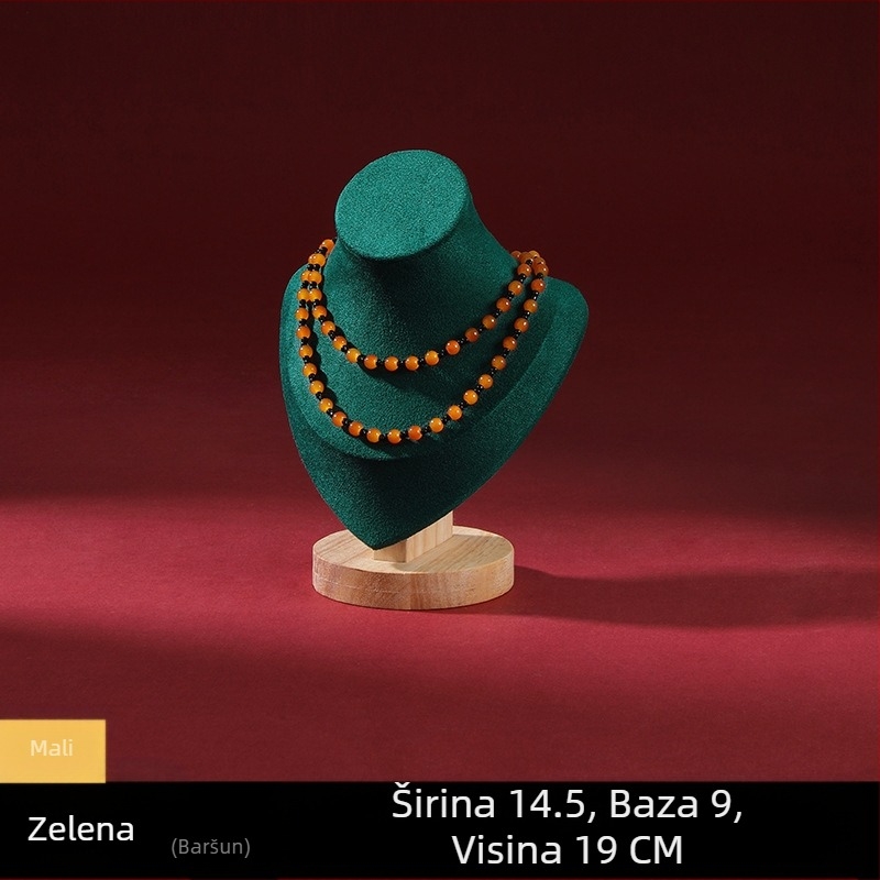 Visokokvalitetni stalak za nakit od punog drveta s portretnim modelom, pult za izlaganje ogrlica, rekviziti za izlaganje nakita, stalak za nakit