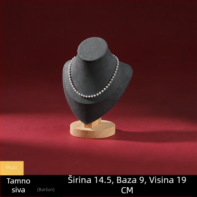 Visokokvalitetni stalak za nakit od punog drveta s portretnim modelom, pult za izlaganje ogrlica, rekviziti za izlaganje nakita, stalak za nakit