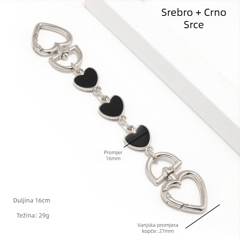 Torba s produženim lancem za Mahjong, torba Dionyor, remen za rame ispod pazuha, transformacija, lanac od srca i mjeseca, pribor, ukras s bisernim lancem