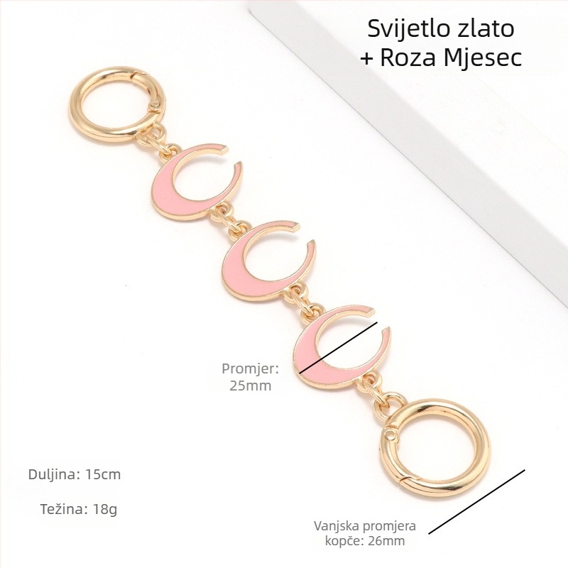 Torba s produženim lancem za Mahjong, torba Dionyor, remen za rame ispod pazuha, transformacija, lanac od srca i mjeseca, pribor, ukras s bisernim lancem