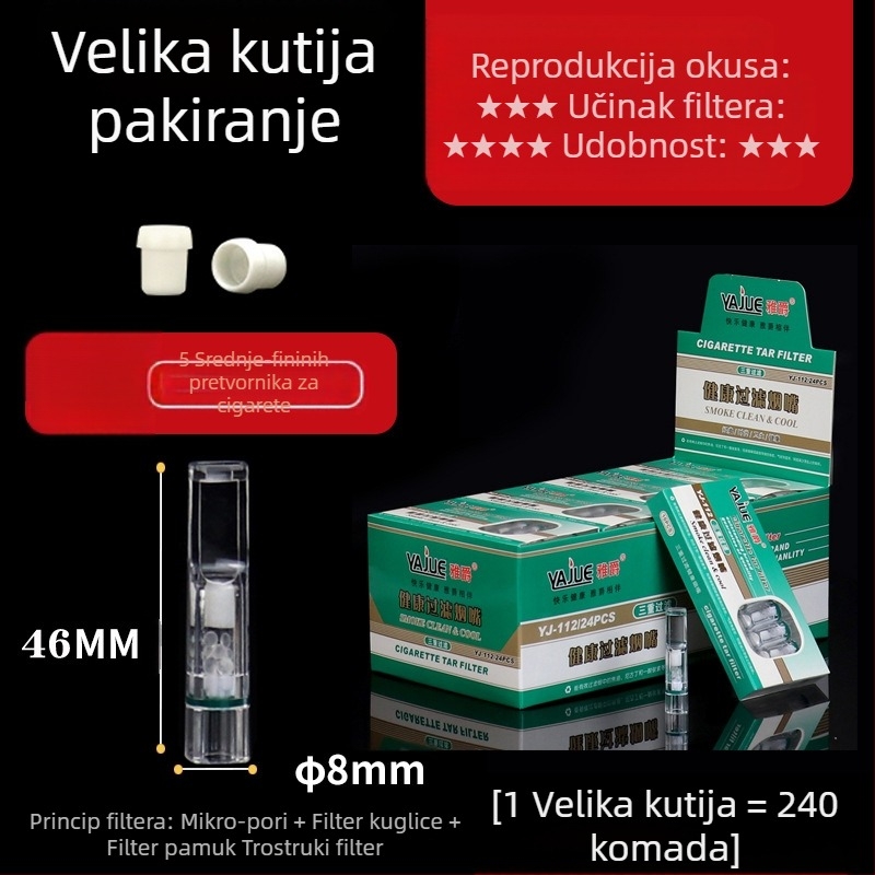 Izravna opskrba tvornice novim Arjue YJ-112 cirkulirajućim filterom za jednokratnu upotrebu, filter perlicama, pamučnim filterom s trostrukim filterom, držačem za cigarete