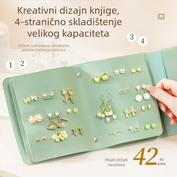 Vrećica za pohranu naušnica, kreativna višenamjenska knjiga za pohranu naušnica, prijenosna vrećica za naušnice i nakit, vrećica za pohranu nakita velikog kapaciteta